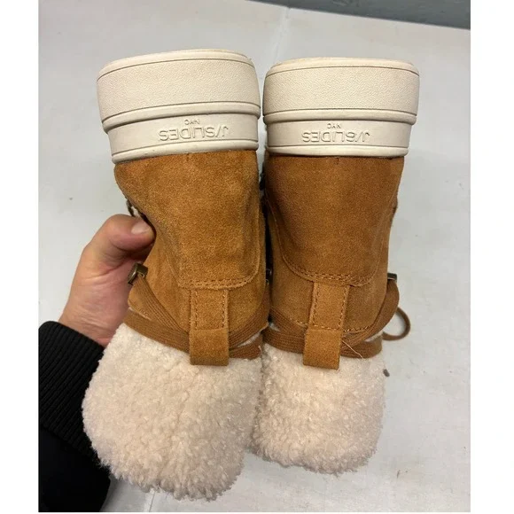 JSLIDES Winter Boots Women's Brown Suede Shearling Lined Lace Up Casual 8.5 - Picture 16 of 16
